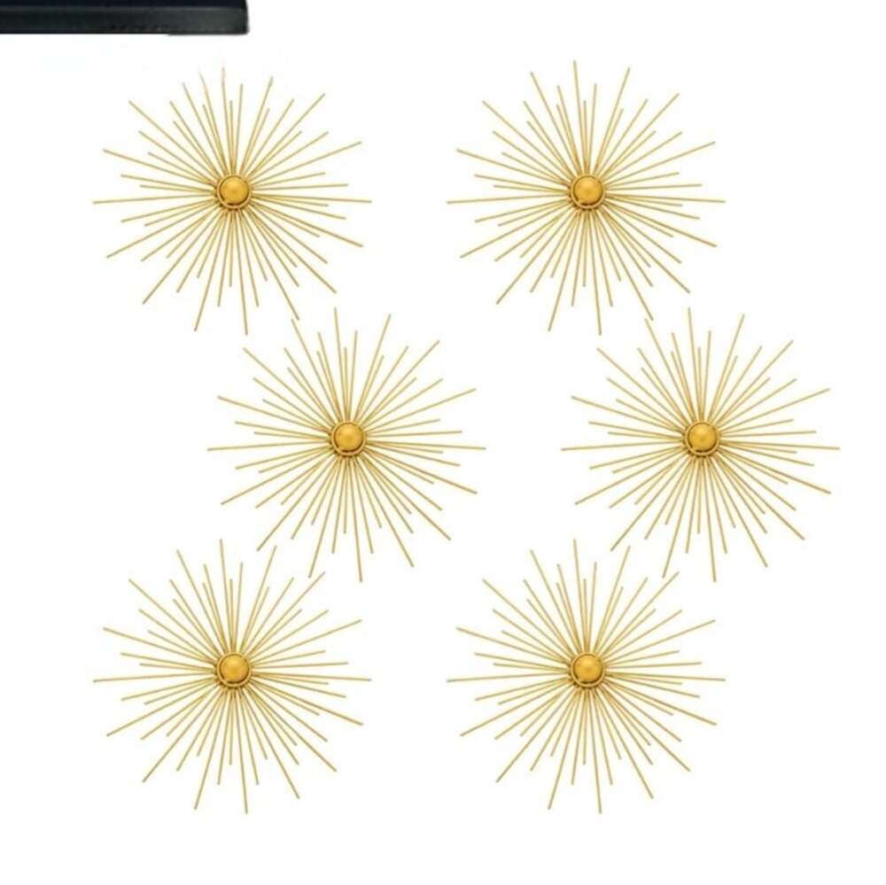 Barydat 6 Pcs Metal Gold Sunburst Wall Decor,Mid Century,New